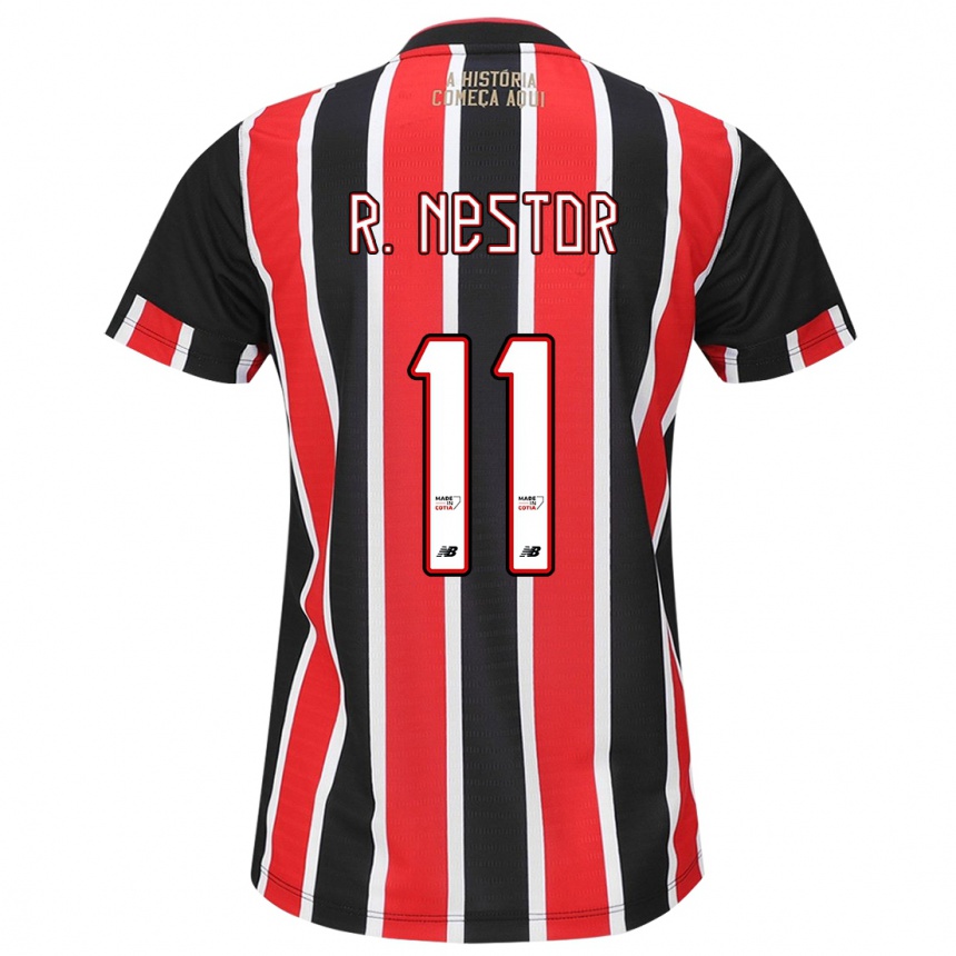 Kids Football Rodrigo Nestor #11 Black Red White Away Jersey 2024/25 T-Shirt Australia