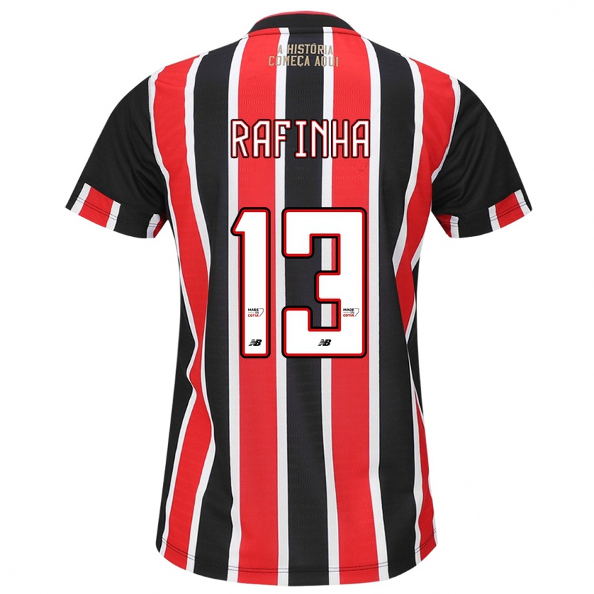 Kids Football Rafinha #13 Black Red White Away Jersey 2024/25 T-Shirt Australia