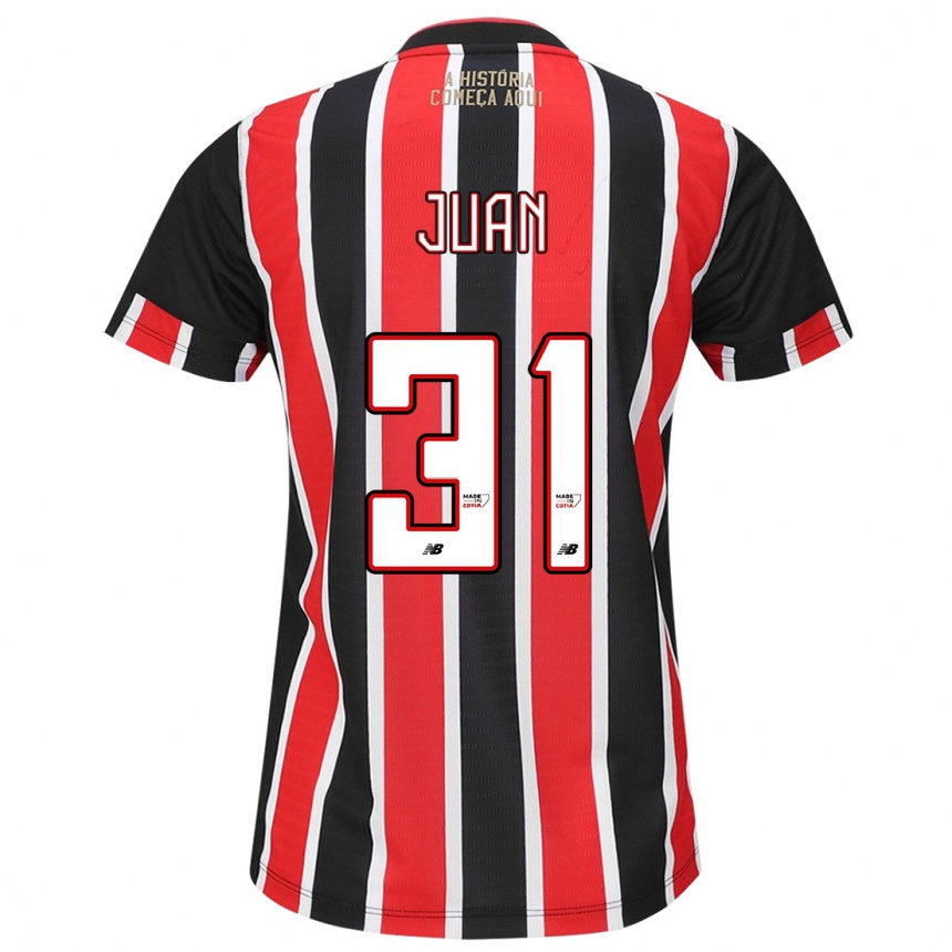 Kids Football Juan #31 Black Red White Away Jersey 2024/25 T-Shirt Australia