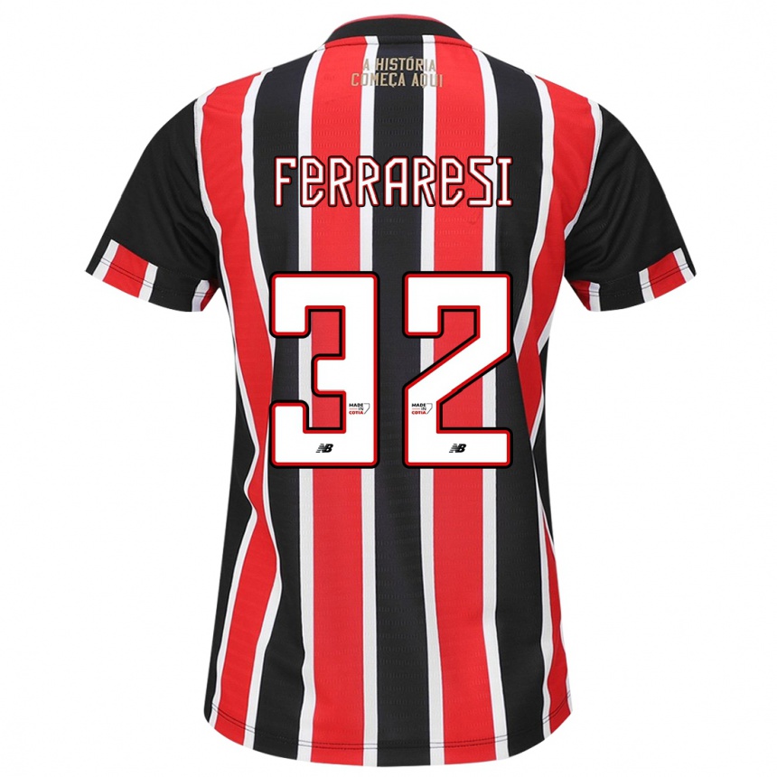 Kids Football Nahuel Ferraresi #32 Black Red White Away Jersey 2024/25 T-Shirt Australia