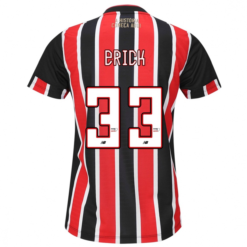 Kids Football Erick #33 Black Red White Away Jersey 2024/25 T-Shirt Australia