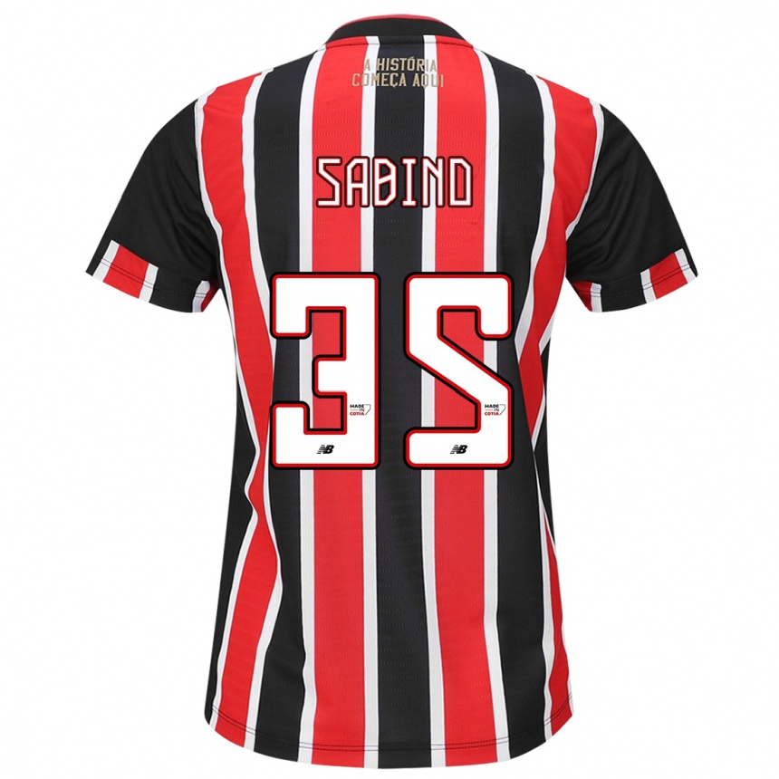 Kids Football Sabino #35 Black Red White Away Jersey 2024/25 T-Shirt Australia