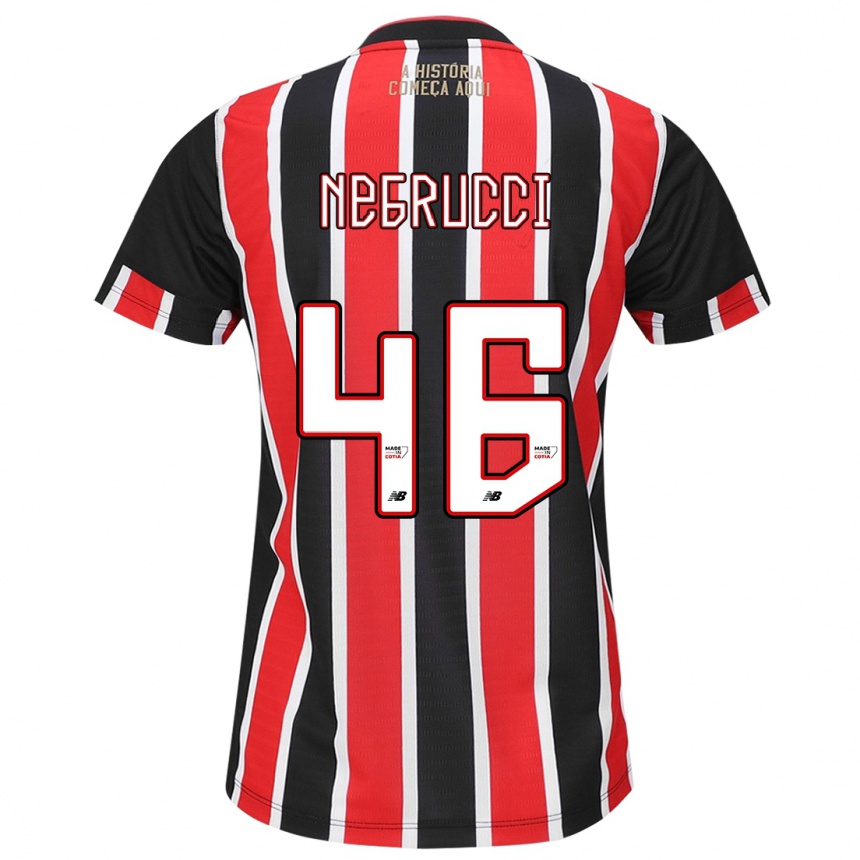 Kids Football Felipe Negrucci #46 Black Red White Away Jersey 2024/25 T-Shirt Australia