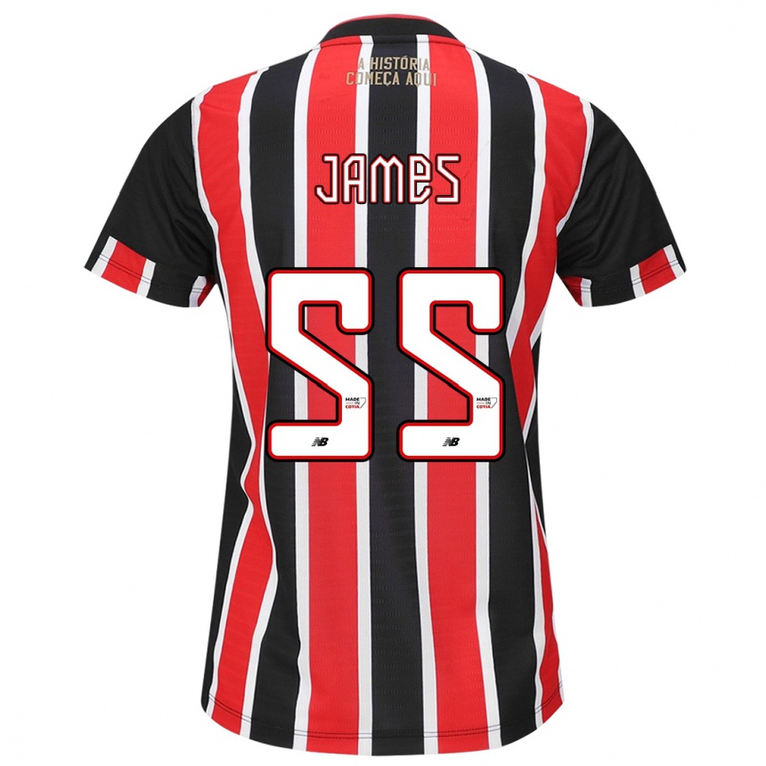 Kids Football James Rodríguez #55 Black Red White Away Jersey 2024/25 T-Shirt Australia