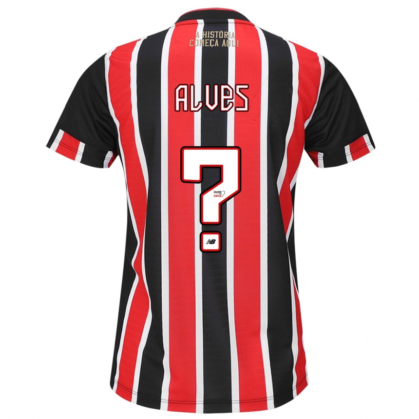 Kids Football Matheus Alves #0 Black Red White Away Jersey 2024/25 T-Shirt Australia