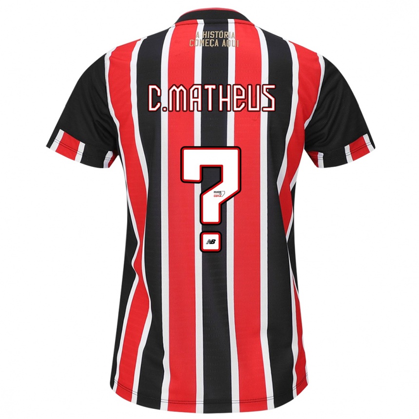 Kids Football Caio Matheus #0 Black Red White Away Jersey 2024/25 T-Shirt Australia