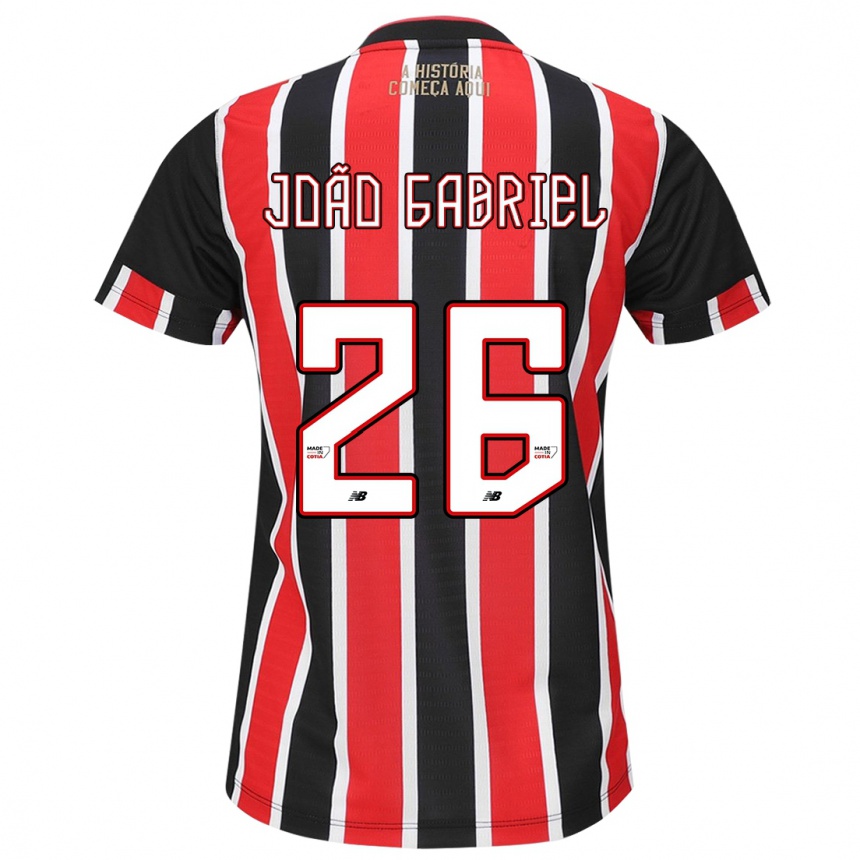 Kids Football João Gabriel #26 Black Red White Away Jersey 2024/25 T-Shirt Australia