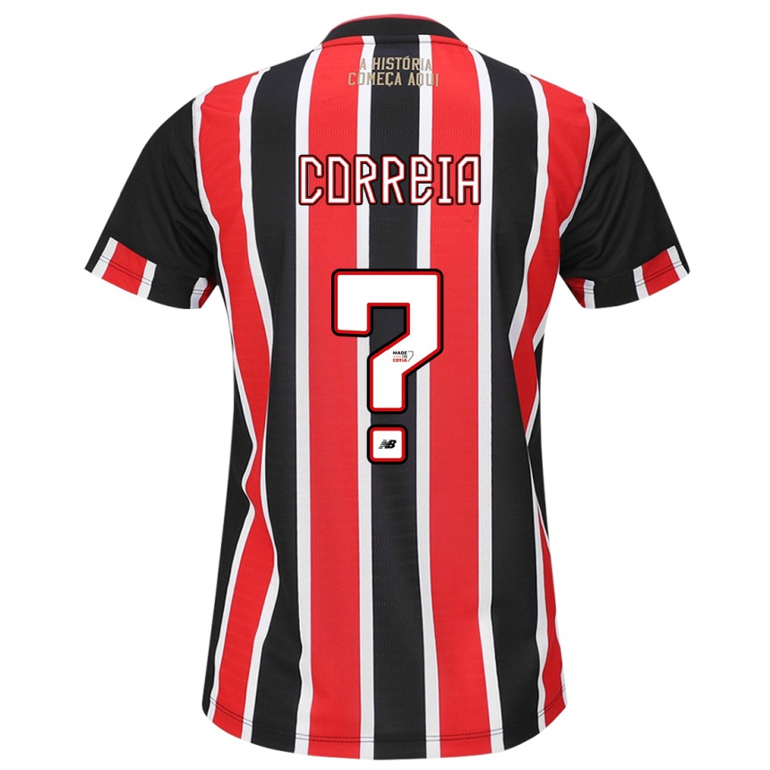 Kids Football Arthur Correia #0 Black Red White Away Jersey 2024/25 T-Shirt Australia