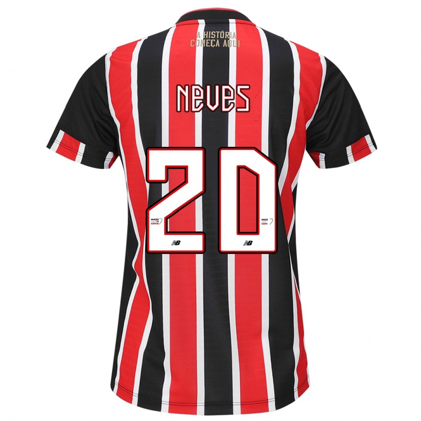 Kids Football Gabriel Neves #20 Black Red White Away Jersey 2024/25 T-Shirt Australia