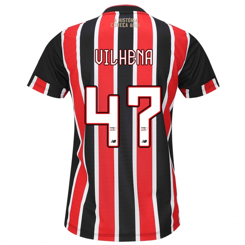 Kids Football Pedro Vilhena #47 Black Red White Away Jersey 2024/25 T-Shirt Australia