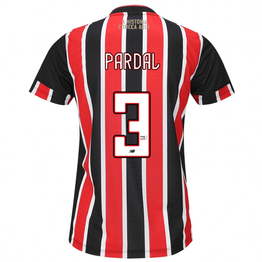 Kids Football Pardal #3 Black Red White Away Jersey 2024/25 T-Shirt Australia