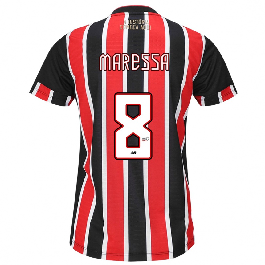 Kids Football Maressa #8 Black Red White Away Jersey 2024/25 T-Shirt Australia