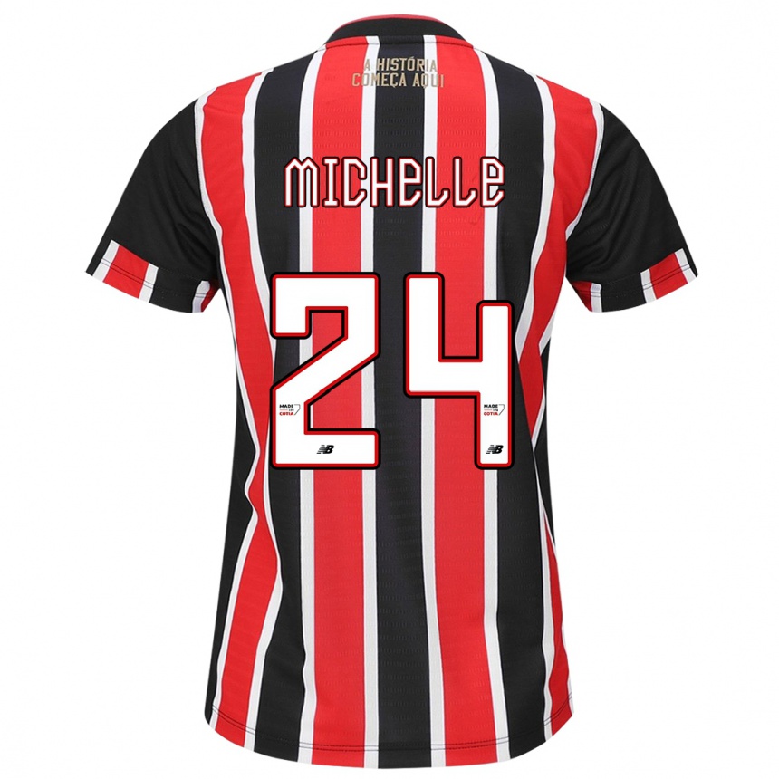 Kids Football Michelle #24 Black Red White Away Jersey 2024/25 T-Shirt Australia