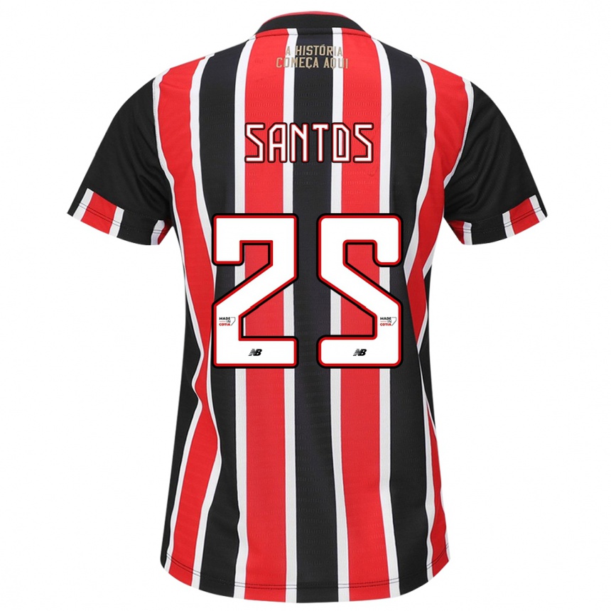 Kids Football Mariana Santos #25 Black Red White Away Jersey 2024/25 T-Shirt Australia