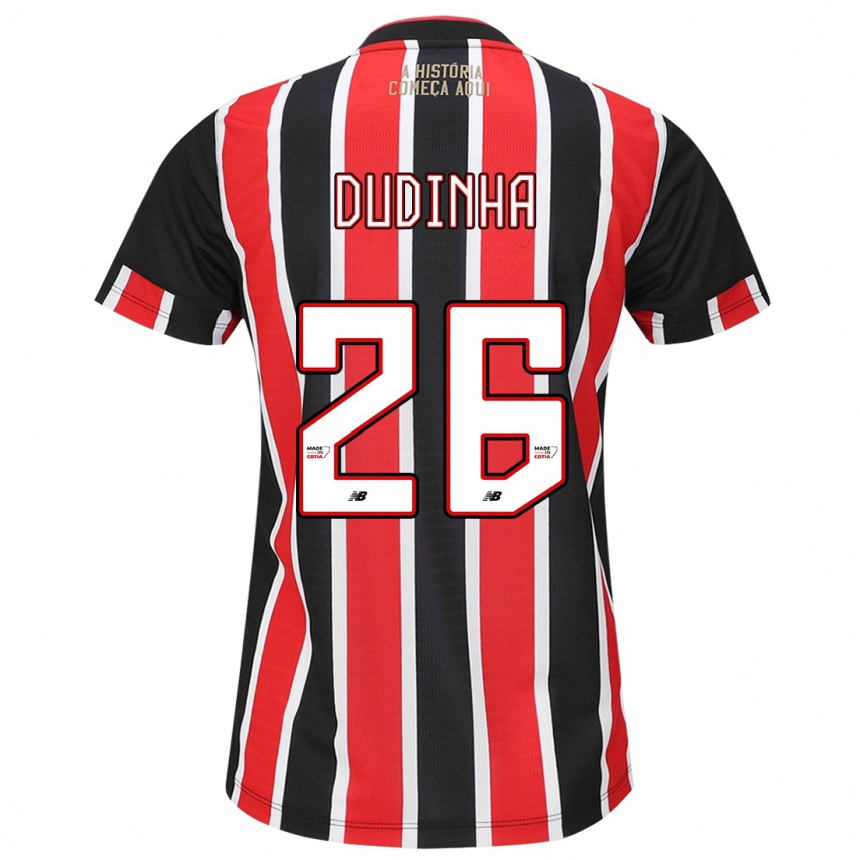 Kids Football Dudinha #26 Black Red White Away Jersey 2024/25 T-Shirt Australia