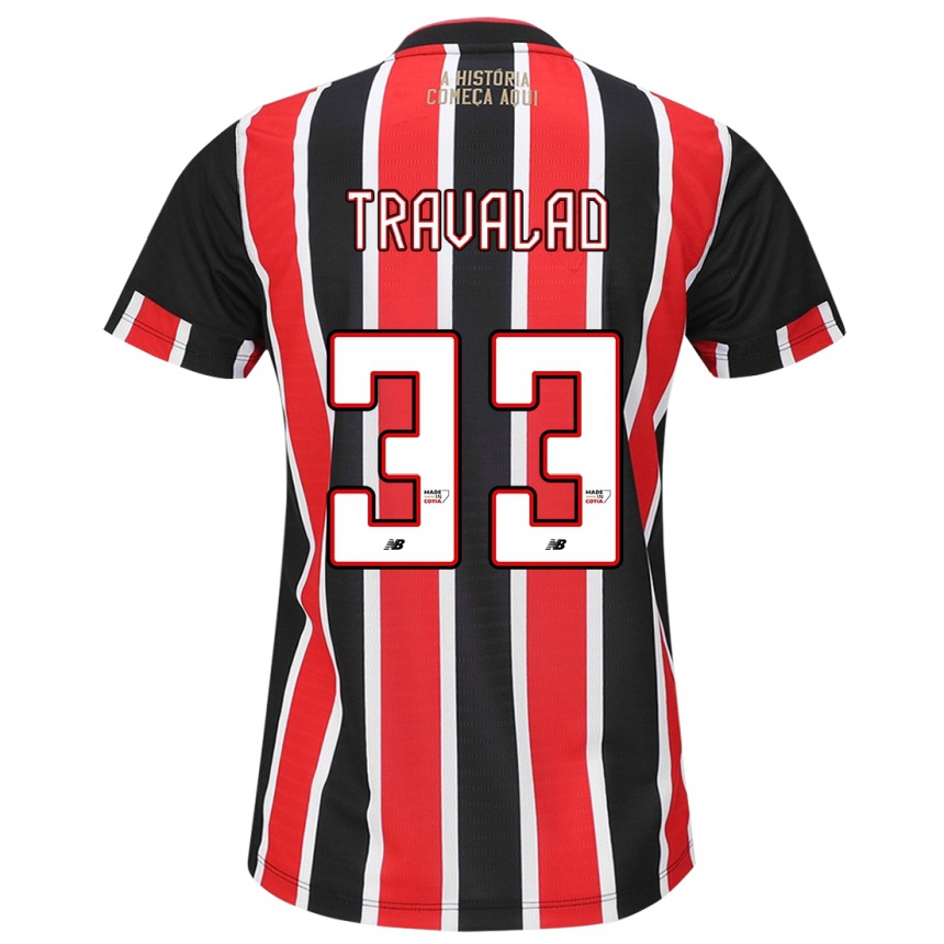 Kids Football Rafa Travalão #33 Black Red White Away Jersey 2024/25 T-Shirt Australia