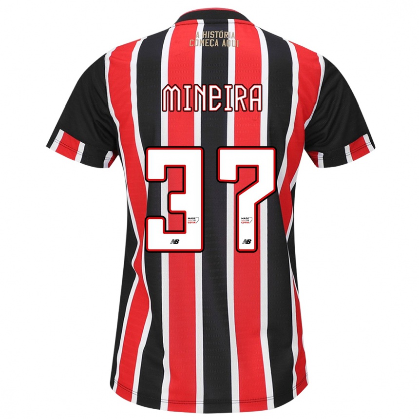 Kids Football Rafa Mineira #37 Black Red White Away Jersey 2024/25 T-Shirt Australia