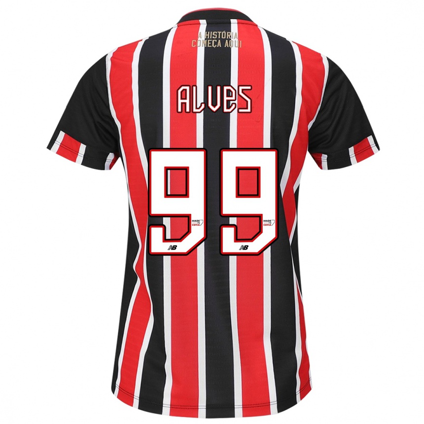 Kids Football Letícia Alves #99 Black Red White Away Jersey 2024/25 T-Shirt Australia