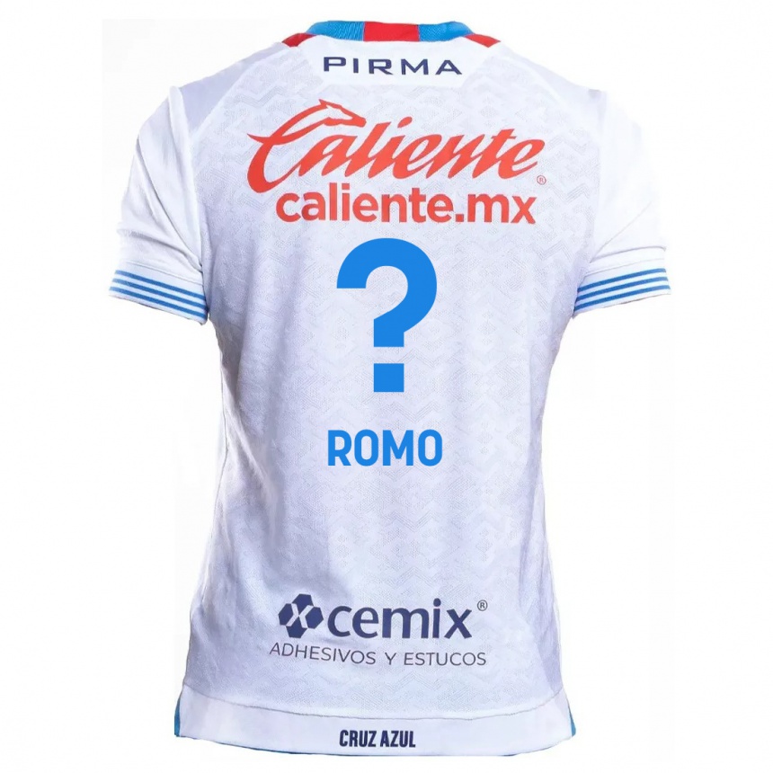 Kids Football Luis Romo #0 White Blue Away Jersey 2024/25 T-Shirt Australia