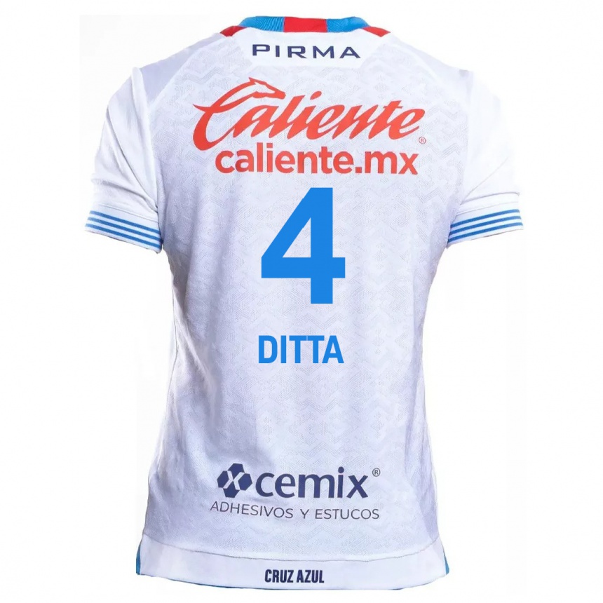 Kids Football Willer Ditta #4 White Blue Away Jersey 2024/25 T-Shirt Australia