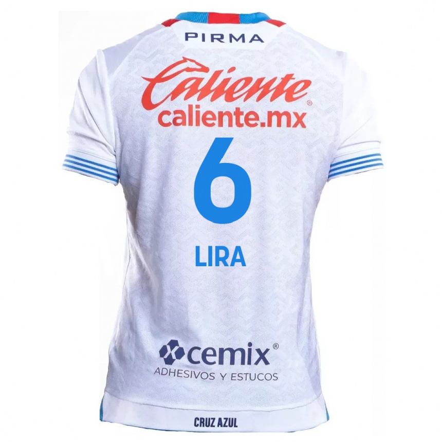 Kids Football Érik Lira #6 White Blue Away Jersey 2024/25 T-Shirt Australia