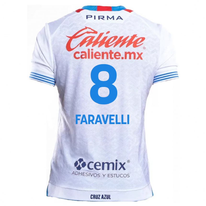 Kids Football Lorenzo Faravelli #8 White Blue Away Jersey 2024/25 T-Shirt Australia