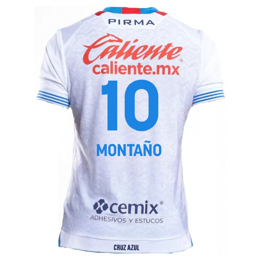 Kids Football Andrés Montaño #10 White Blue Away Jersey 2024/25 T-Shirt Australia