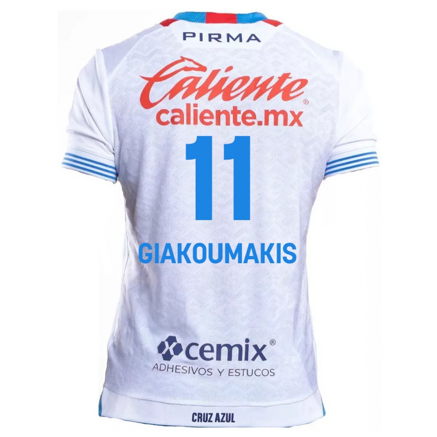 Kids Football Georgios Giakoumakis #11 White Blue Away Jersey 2024/25 T-Shirt Australia