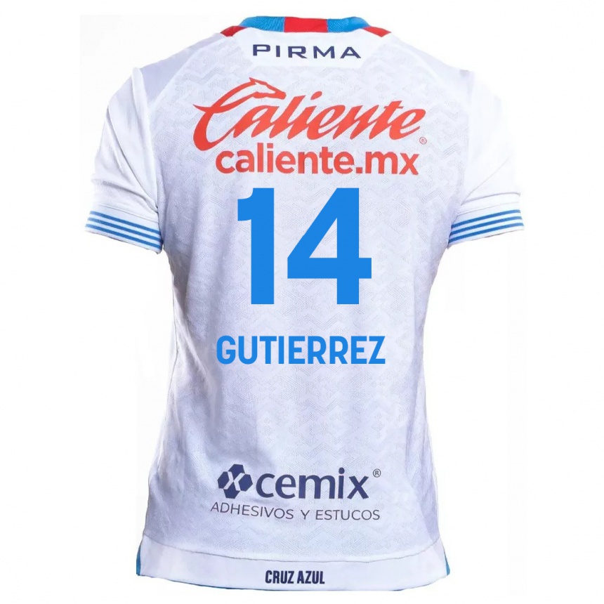 Kids Football Alexis Gutiérrez #14 White Blue Away Jersey 2024/25 T-Shirt Australia