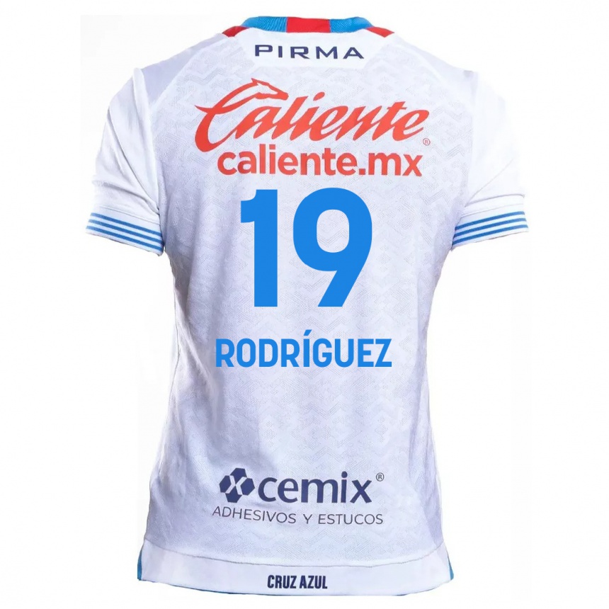 Kids Football Carlos Rodríguez #19 White Blue Away Jersey 2024/25 T-Shirt Australia