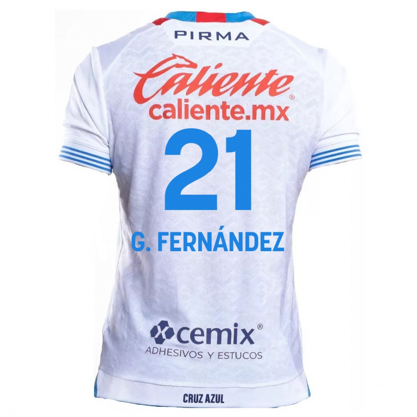 Kids Football Gabriel Fernández #21 White Blue Away Jersey 2024/25 T-Shirt Australia