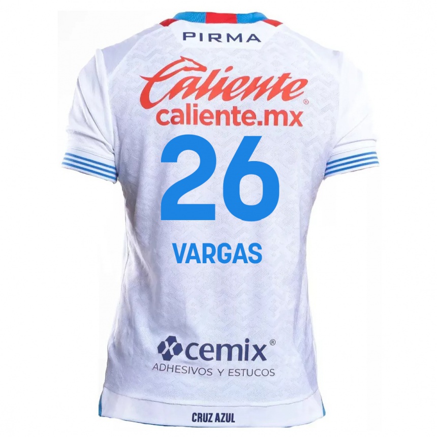 Kids Football Carlos Vargas #26 White Blue Away Jersey 2024/25 T-Shirt Australia