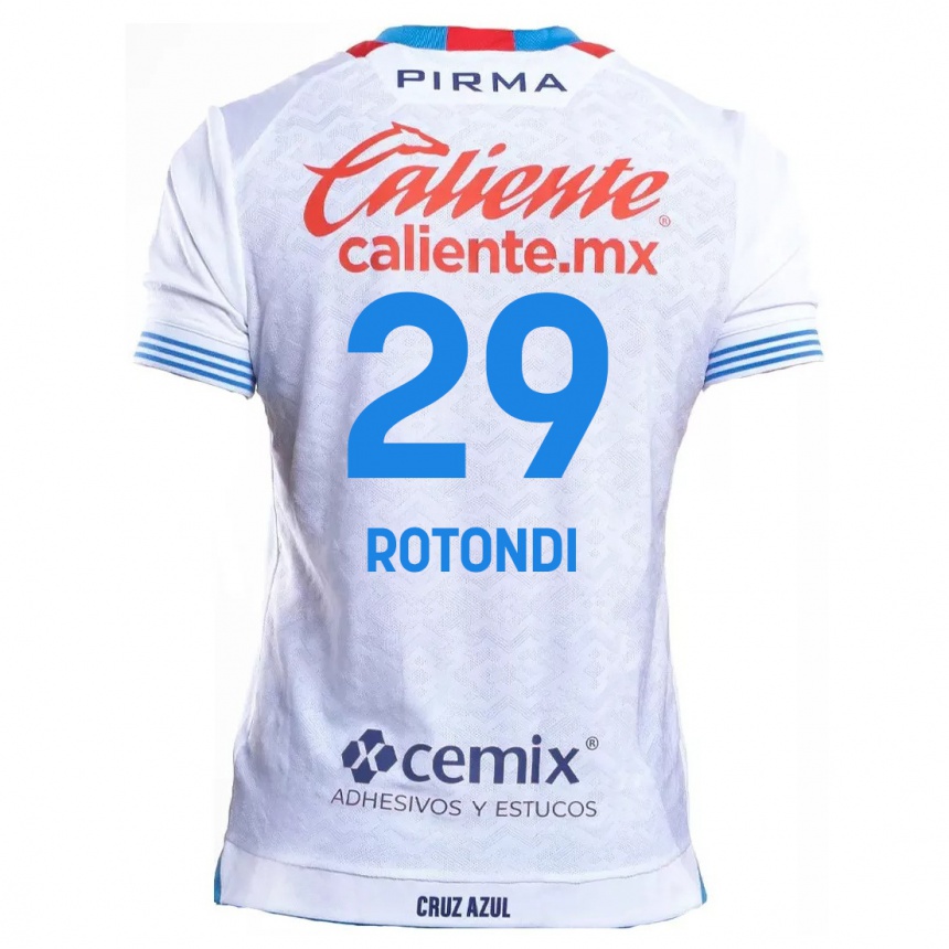 Kids Football Carlos Rotondi #29 White Blue Away Jersey 2024/25 T-Shirt Australia