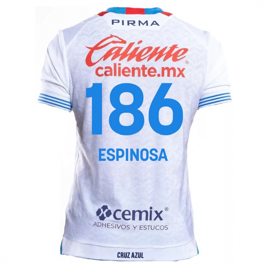 Kids Football Brandón Espinosa #186 White Blue Away Jersey 2024/25 T-Shirt Australia