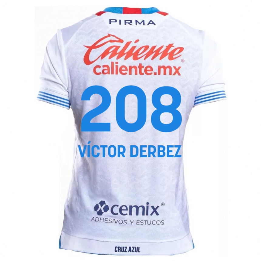 Kids Football Louis Víctor Derbez #208 White Blue Away Jersey 2024/25 T-Shirt Australia