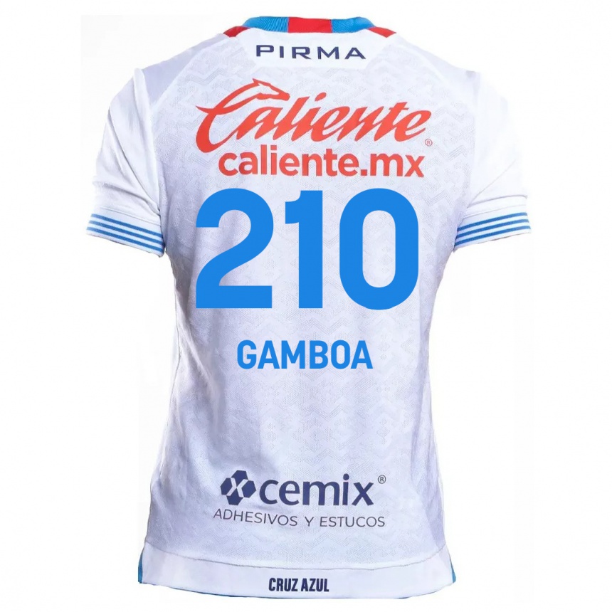 Kids Football Bryan Gamboa #210 White Blue Away Jersey 2024/25 T-Shirt Australia