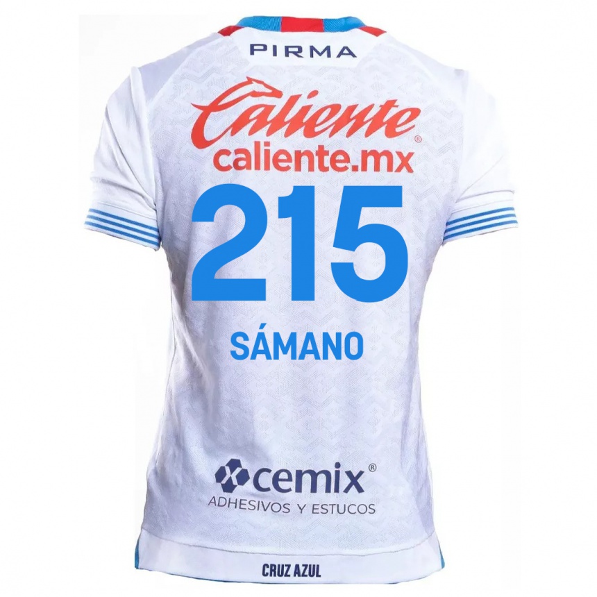 Kids Football Fernando Sámano #215 White Blue Away Jersey 2024/25 T-Shirt Australia