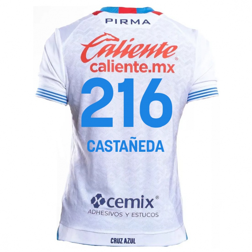 Kids Football Ian Castañeda #216 White Blue Away Jersey 2024/25 T-Shirt Australia