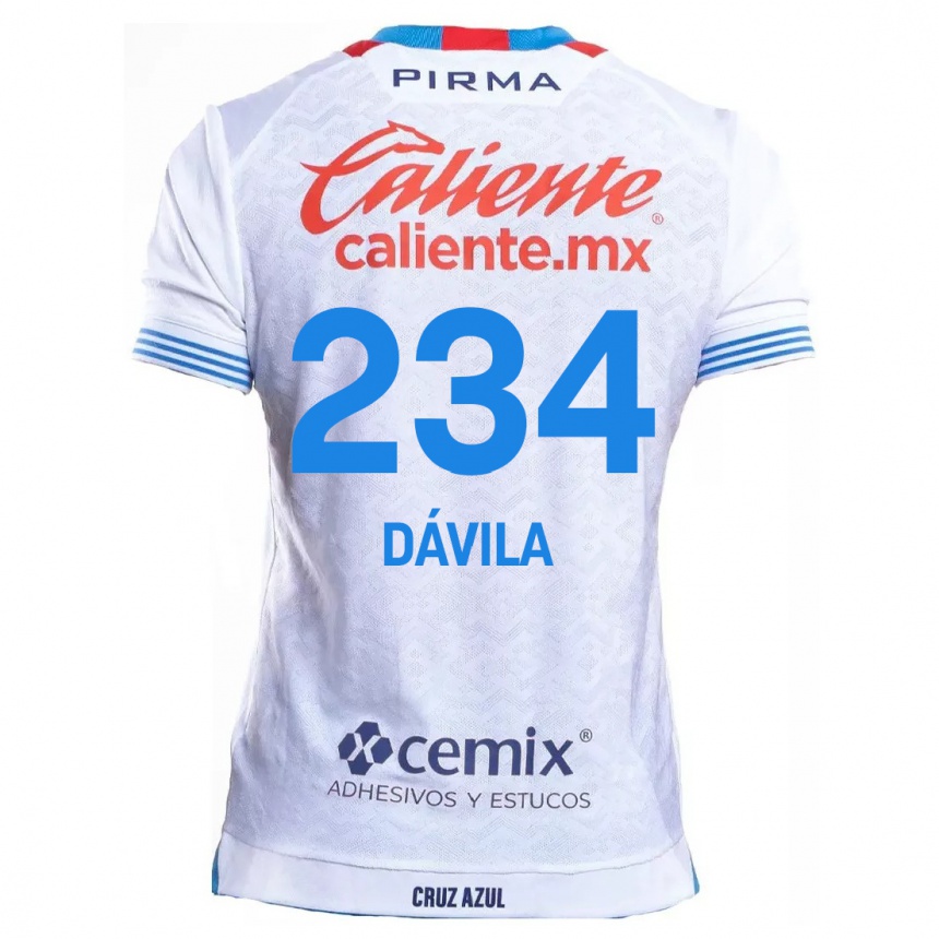 Kids Football Emilio Dávila #234 White Blue Away Jersey 2024/25 T-Shirt Australia