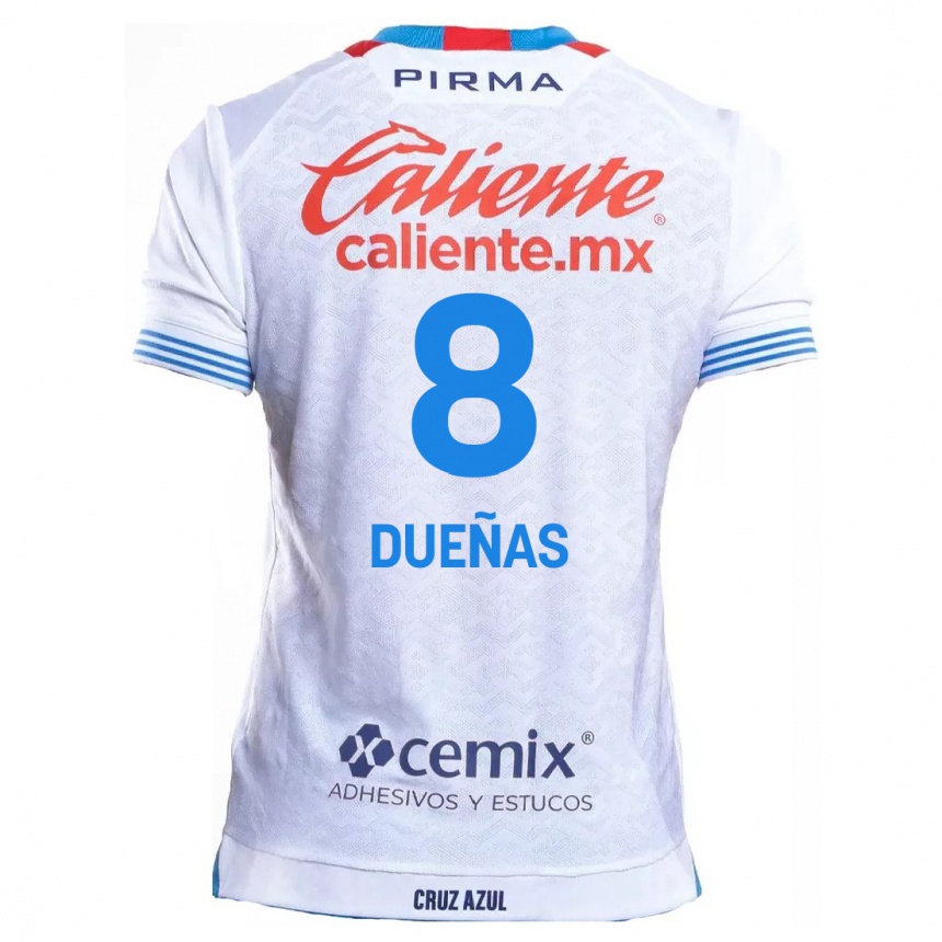 Kids Football Jesús Dueñas #8 White Blue Away Jersey 2024/25 T-Shirt Australia