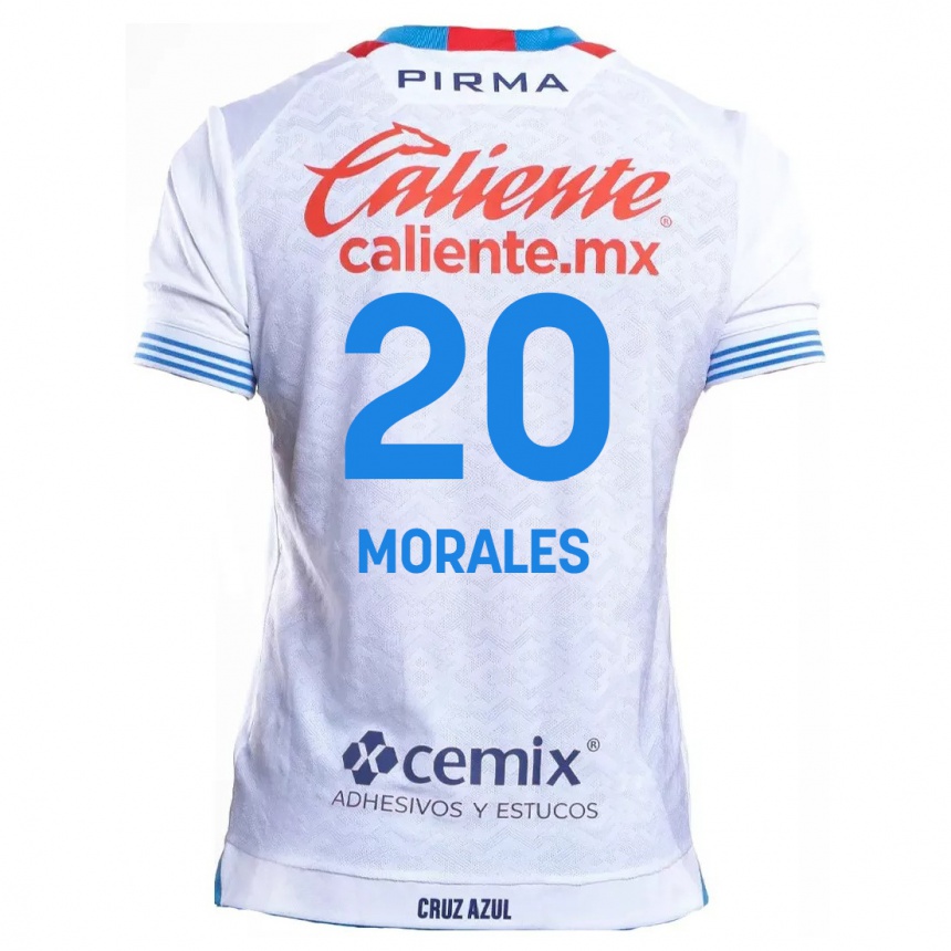 Kids Football Iván Morales #20 White Blue Away Jersey 2024/25 T-Shirt Australia