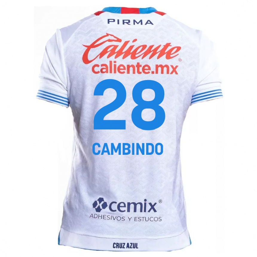 Kids Football Diber Cambindo #28 White Blue Away Jersey 2024/25 T-Shirt Australia