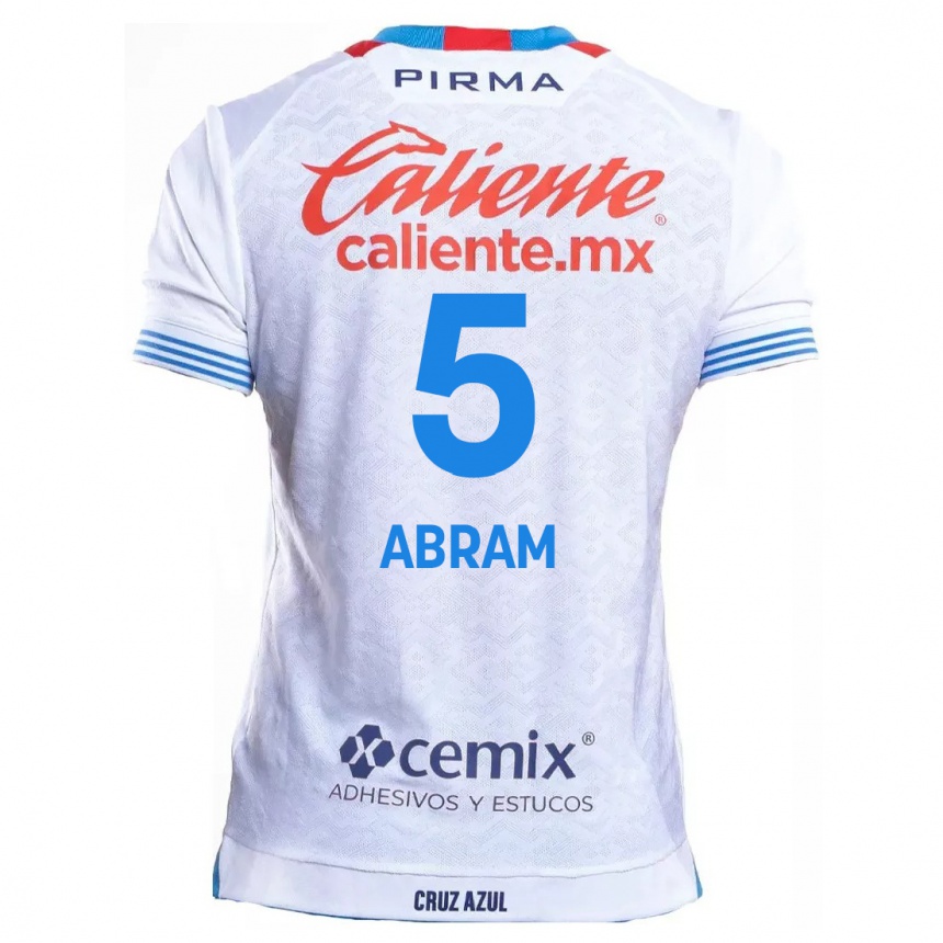 Kids Football Luis Abram #5 White Blue Away Jersey 2024/25 T-Shirt Australia