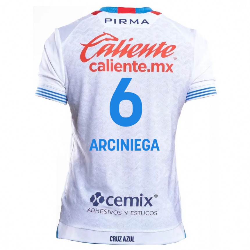 Kids Football Mirelle Arciniega #6 White Blue Away Jersey 2024/25 T-Shirt Australia