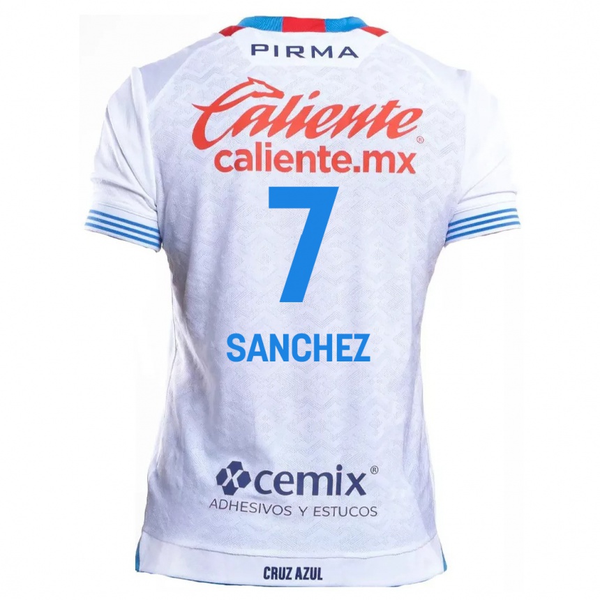 Kids Football Andrea Sanchez #7 White Blue Away Jersey 2024/25 T-Shirt Australia