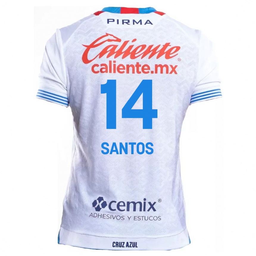 Kids Football Eleisa Santos #14 White Blue Away Jersey 2024/25 T-Shirt Australia