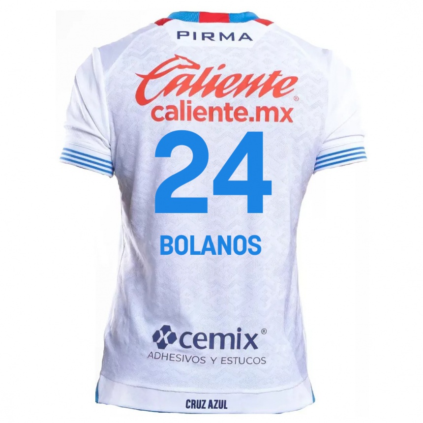 Kids Football Jatziry Bolanos #24 White Blue Away Jersey 2024/25 T-Shirt Australia