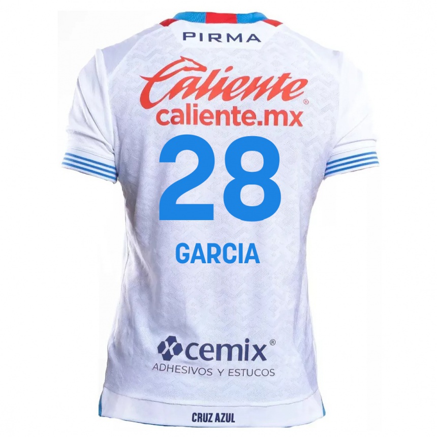 Kids Football Ana Garcia #28 White Blue Away Jersey 2024/25 T-Shirt Australia