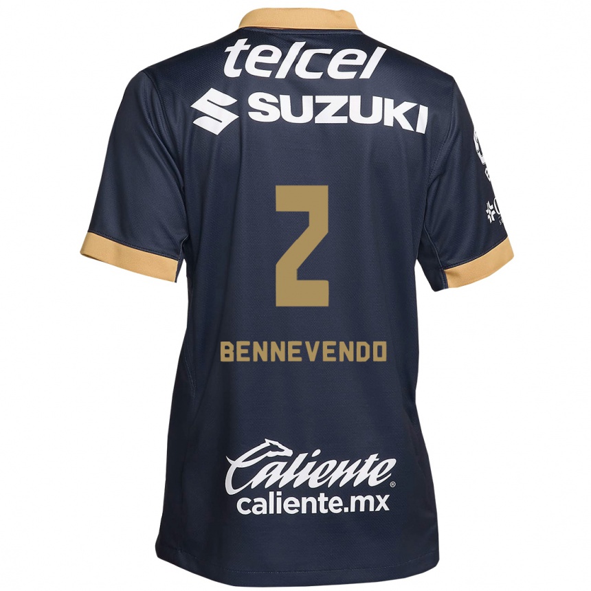 Kids Football Pablo Bennevendo #2 Obsidian Gold White Away Jersey 2024/25 T-Shirt Australia