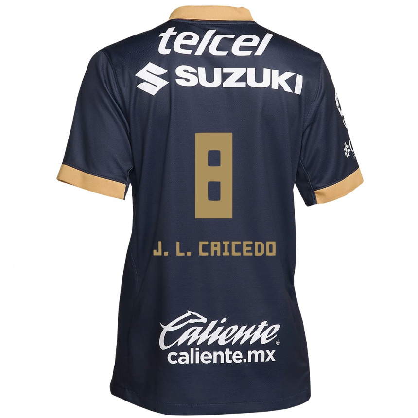 Kids Football José Caicedo #8 Obsidian Gold White Away Jersey 2024/25 T-Shirt Australia